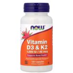 ناو فودز فيتامين د3 مع فيتامين ك2 – 120 كبسولة Now Foods Vitamin D3 & K2 – 120 Capsules