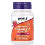 ناو فودز فيتامين د3 عالي الفعالية 5000 وحدة – 240 كبسولة هلامية Now Foods Vitamin D-3 5000 IU – 240 Softgels