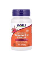 ناو فودز فيتامين د3 عالي الفعالية 5000 وحدة – 240 كبسولة هلامية Now Foods Vitamin D-3 5000 IU – 240 Softgels
