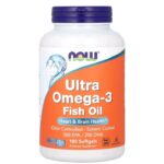 ناو فودز الترا أوميجا 3 فائق التركيز – 180 كبسولة هلامية مغلفة معويًا Now Foods Ultra Omega-3 – 180 Enteric Softgels