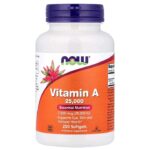 ناو فودز فيتامين أ – 7,500 مكجم (25,000 وحدة دولية) | NOW Foods Vitamin A, 250 Softgels